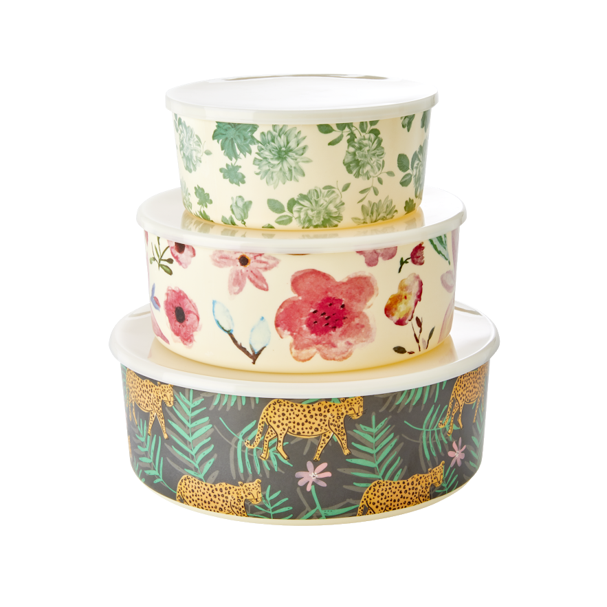 Set of 3 Melamine Storage Containers in Pretty Prints By Rice DK
